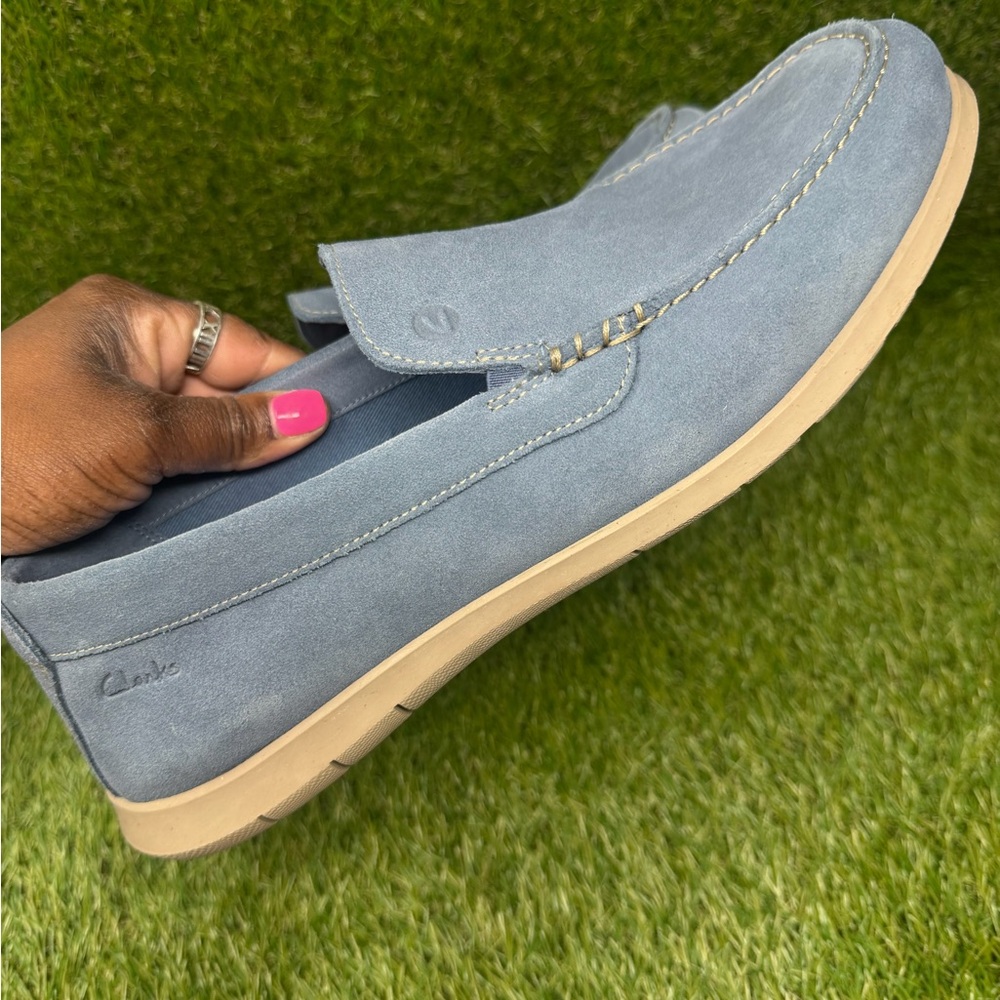 CLARKS Men's Flexway Step Light Blue Suede 26176953 Size 11 W - Picture 4 of 8